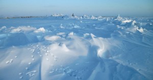 Photo courtesy of Andy Mahoney.  A ridge in the sea ice near Nome, Alaska.