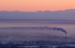 Photo by Ned Rozell. Fairbanks, seen here at minus 40 during January 2012, is one of many Alaska places that — unlike most of the world — leaned to the cold side during the first decade of the 2000s.