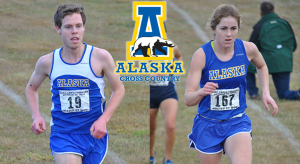 Photo by Scott Jerome. Ross MacDougall (left) and Alyson McPhetres (right) were both named Most Valuable Runners for the Alaska cross country teams.