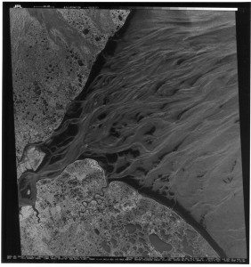 An image of the Kuskokwim delta taken from the Seasat Satellite in 1978. This month thousands of images taken from NASA’s first synthetic aperture radar satellite will be released to scientists around the world. Image by NASA/JPL via ASF.