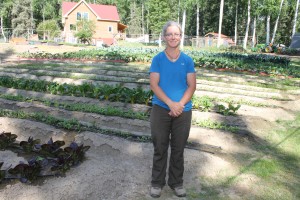 UAF photo by Nancy Tarnai.  Maggie Hallam grows 40 kinds of vegetables at Cripple Creek Organics.