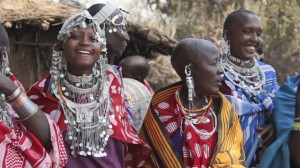 Still from documentary film by . Adrina Knutson and Daniel Chein . Maasai women dancing.