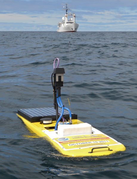 Photo by Richard Feely, NOAA/PMELA. A remote-controlled glider, similar to the one shown here will measure ocean acidification in Prince William Sound from May to September 2014.