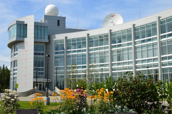 Photo by Yuri Bult-Ito. The Syun-Ichi Akasofu Building at the University of Alaska Fairbanks, headquarters for IARC research and operations.