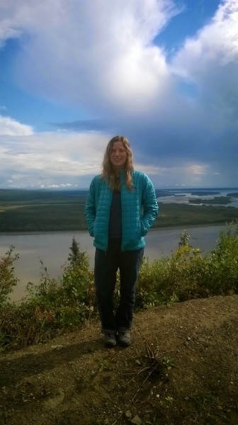 Celia Jackson stands near the confluence of the Tanana and Yukon rivers in August.