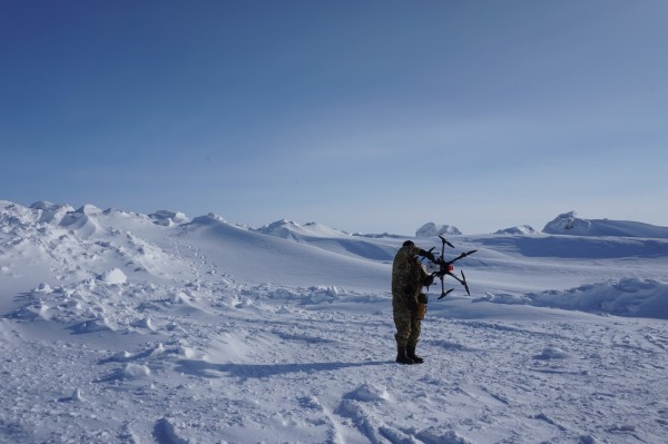Photo courtesy of ACUASI.  The Ptarmigan unmanned aircraft gets tested at Barrow, Alaska.