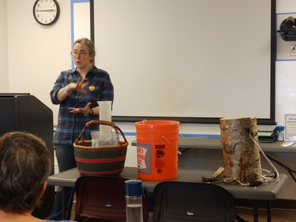 Kimberly Maher teaches birch tapping and sap collection during Spring Extension Week earlier this year.