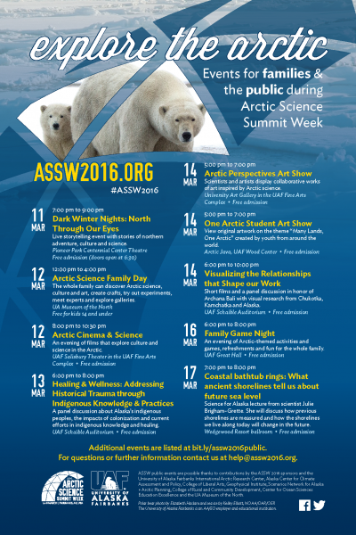 There is a public event almost every day of Arctic Science Summit Week.