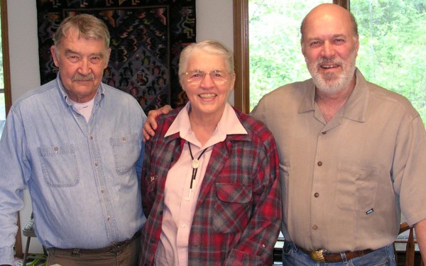 Photo courtesy of Kevin Winker.  Brina Kessel, UAF professor emeritus of biology, stands with Bob Dickerman, left, and Dan Gibson, right, in 2005. Kessel passed away March 1.