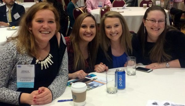 Photo courtesy of Kris Racina.  Johanna Bocklet, Laken Bordner, Jamie Boyle and Sara McBride recently took fourth place in a Society for Human Resource Management student competition in Utah.