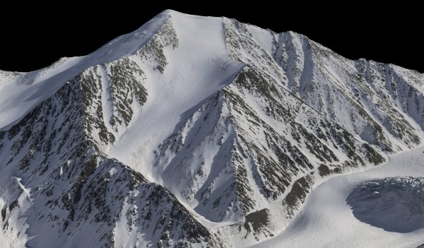 Visualization courtesy of Matt Nolan.  The west face of Mount Isto, tallest mountain in the U.S. Arctic. This was the face the team skied up and down with GPS.