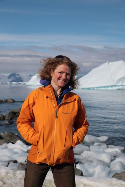 Photo courtesy of Erin Pettit.  UAF scientist Erin Pettit visits the Rothera Research Station, a British Antarctic Survey base on Adelaide Island offshore of the Antarctic Peninsula.