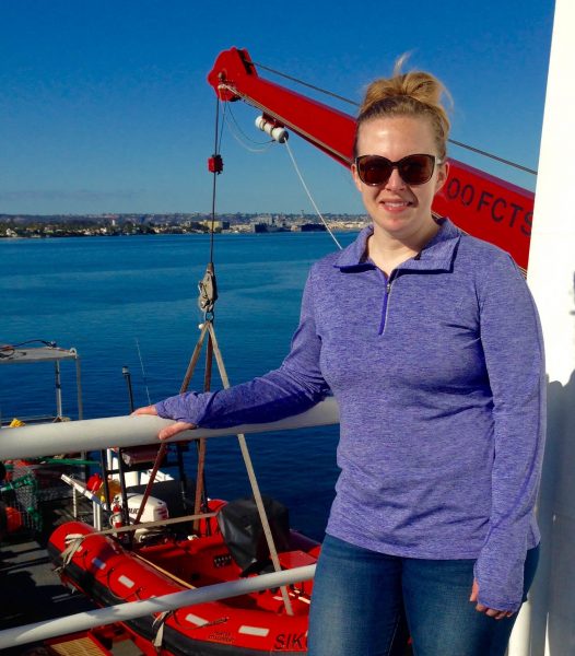University of Alaska Fairbanks environmental chemistry graduate student Megan Roberts cruised the waters between Hawaii and California in the Chief Scientist Training Cruise program aboard UAF's R/V Sikuliaq. Photo courtesy of Megan Roberts.