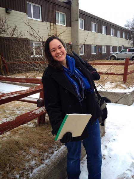 Photo courtesy of Maica Sherman.  Maica Sherman, pictured outside the University of Alaska Fairbanks' King Salmon outreach center, plans to continue studying foreign languages from UAF while in Italy next semester.