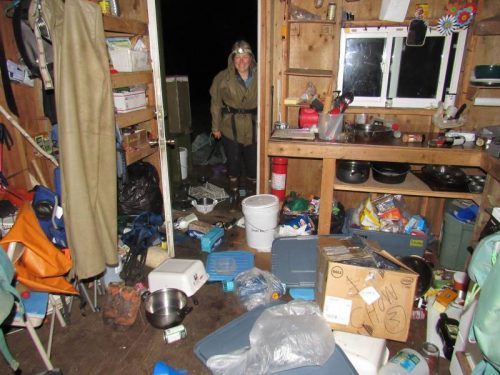 <i>Photo by Katie Stoner, Alaska Maritime National Wildlife Refuge</i><br>This photo sent via satellite phone shows the interior of a cabin on Chowiet Island a few hours after a nearby magnitude 8.2 earthquake. 